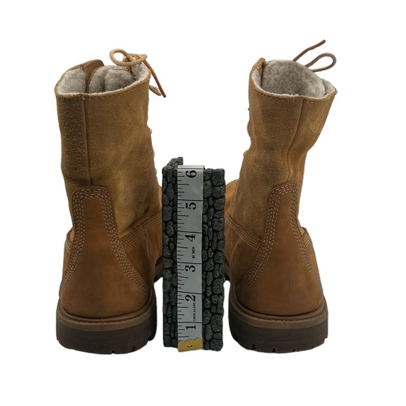 Timberland Teddy Fleece Fold Down Wheat Nubuck Leather Boots Size 9.5 Women's - Picture 11 of 14